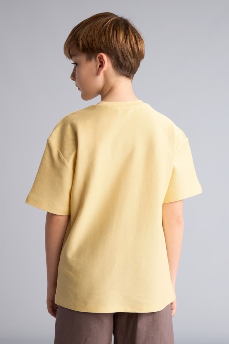 100% Cotton Overless Crew Neck Embroidered Pocket Printed Short Sleeve T-Shirt Boys