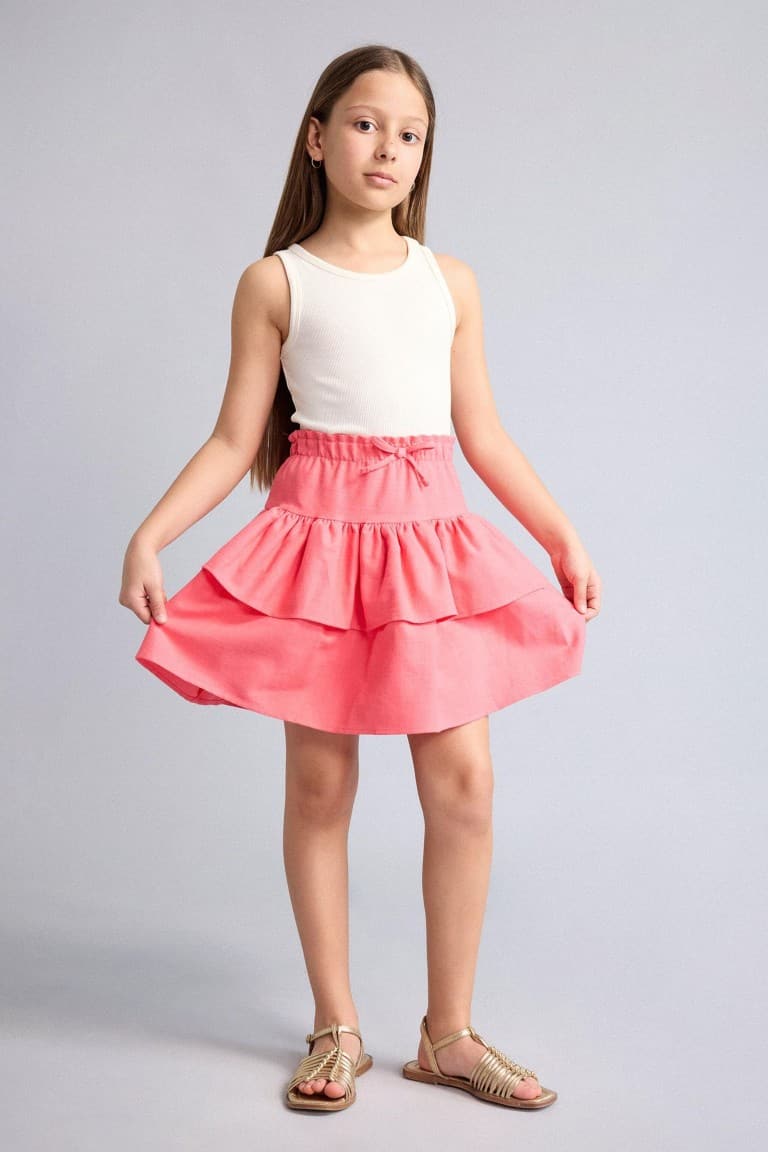 100% Cotton Linen Skirt Girls