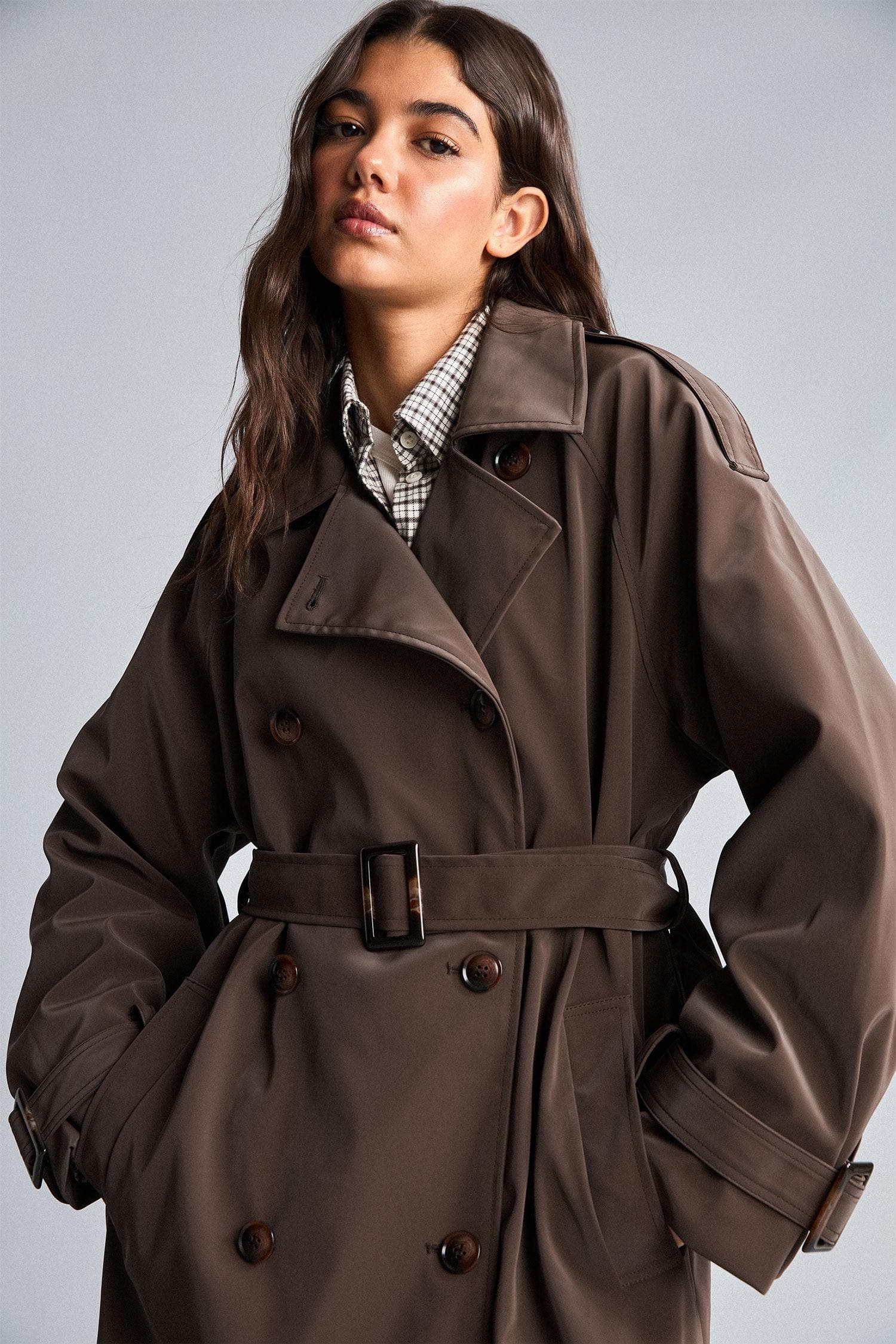 Regular Fit Belted Double Breasted Long Trench Coat Secondary image