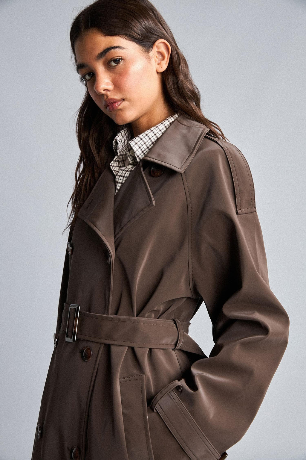 Regular Fit Belted Double Breasted Long Trench Coat