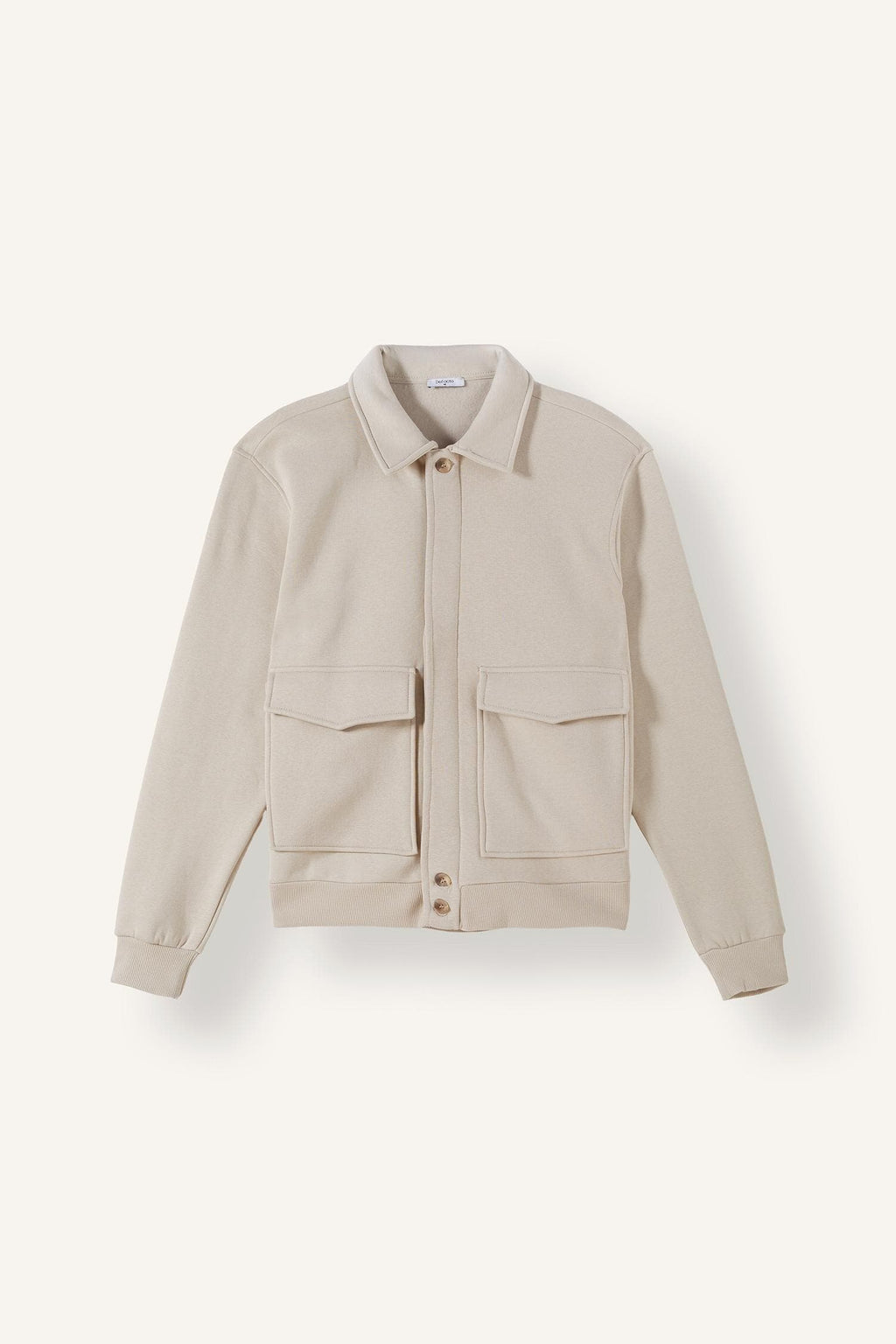 Regular Fit Polo Collar Flap Pocket Soft Down Thessaloniki Fabric Basic Jacket Cardigan