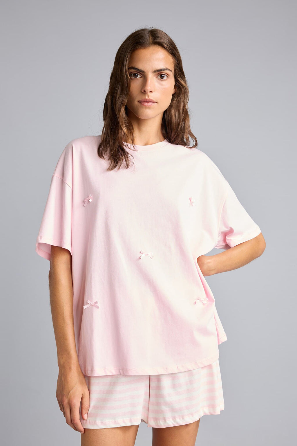 Regular Fit Short Sleeve Top Short Leg Shorts Pajama Set