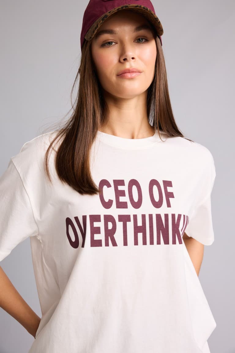 100% Cotton Overless Crew Neck Printed Short Sleeve White T-Shirt Main image