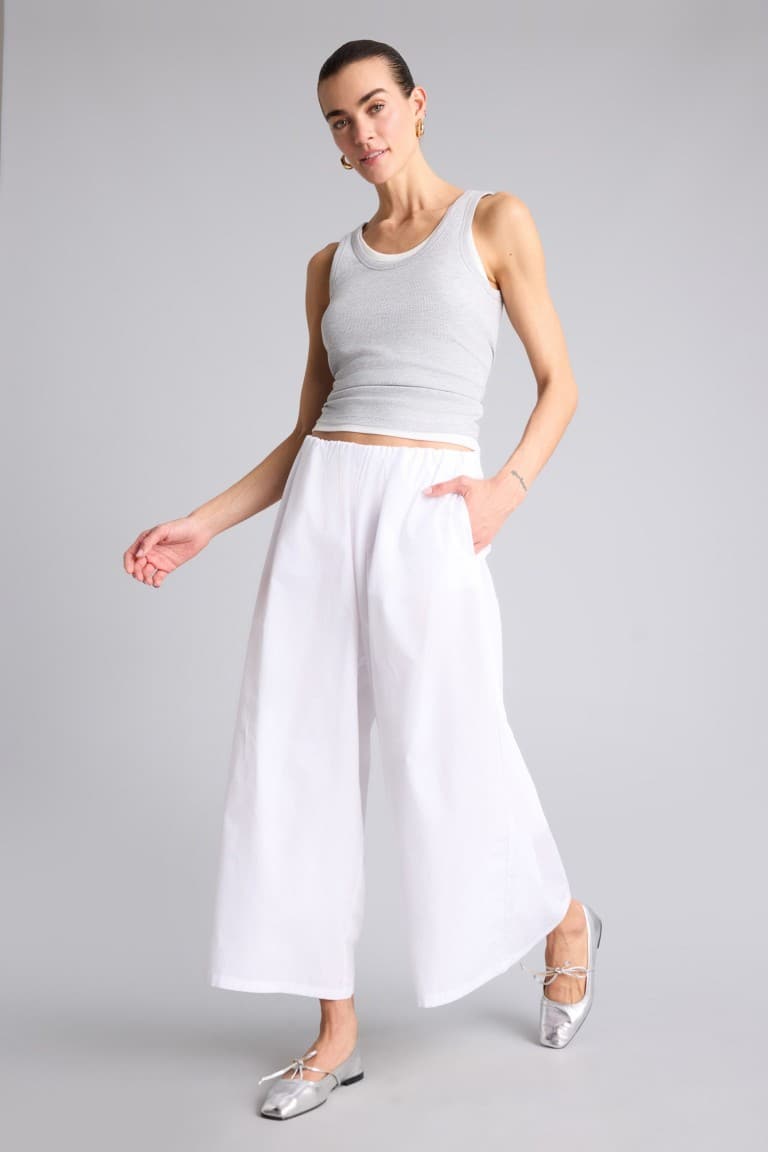 Wide Leg Regular Waist Poplin Pants Main image