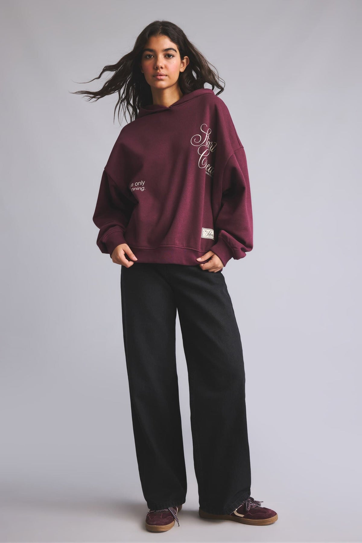 Overless Hooded Printed Thick Fabric Sweatshirt