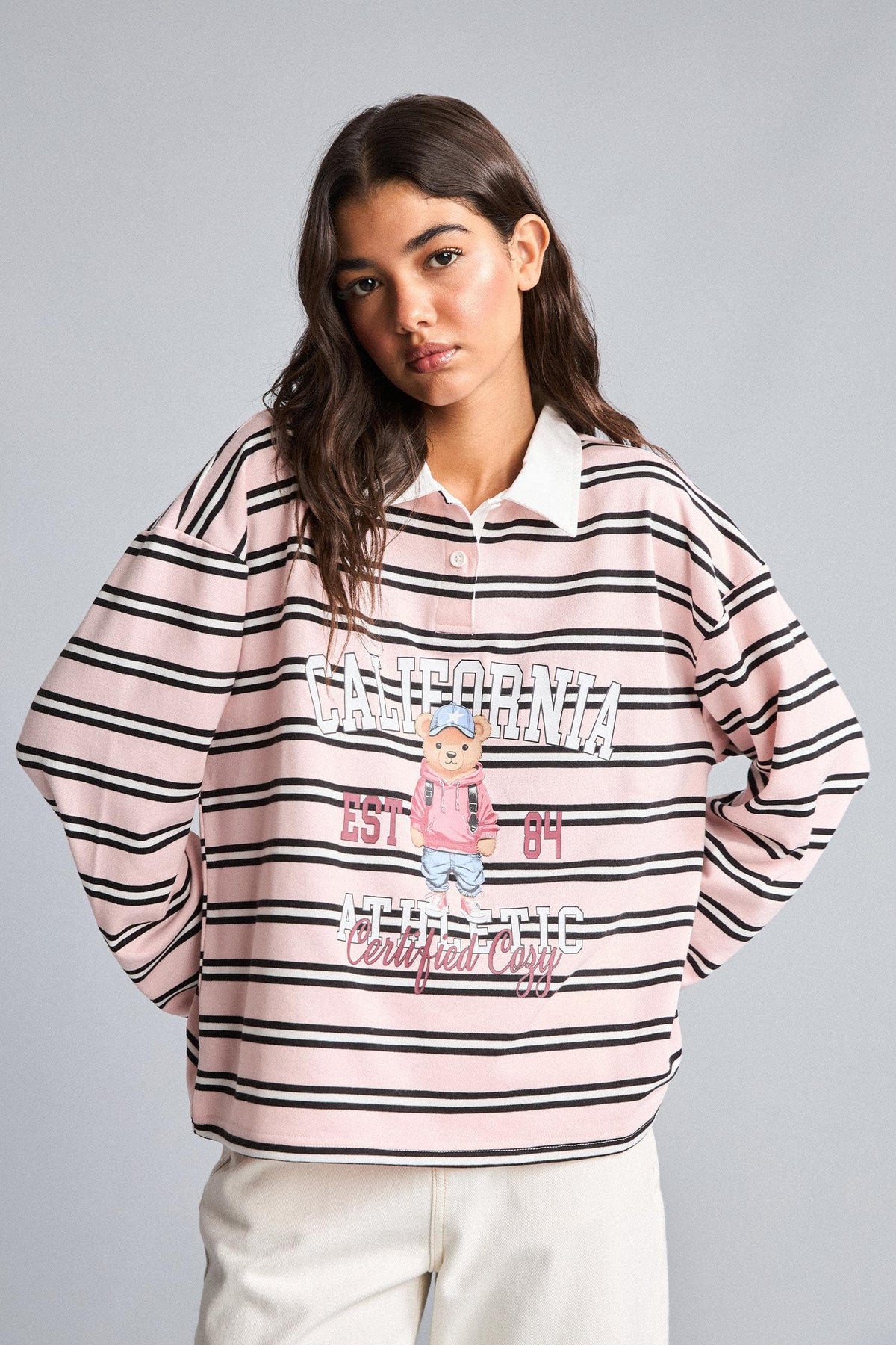 100% Cotton Overshırt Fitt Half Zipper Printed Sweatshirt