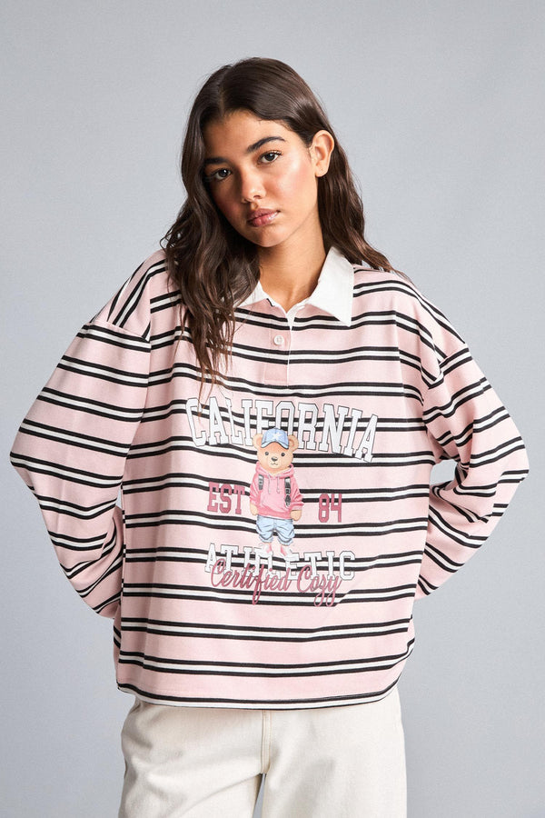 100% Cotton Overshırt Fitt Half Zipper Printed Sweatshirt