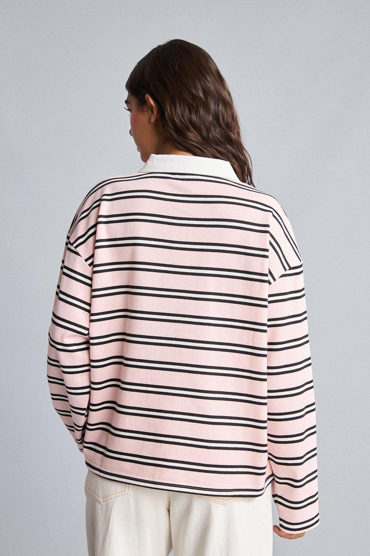 100% Cotton Overshırt Fitt Half Zipper Printed Sweatshirt