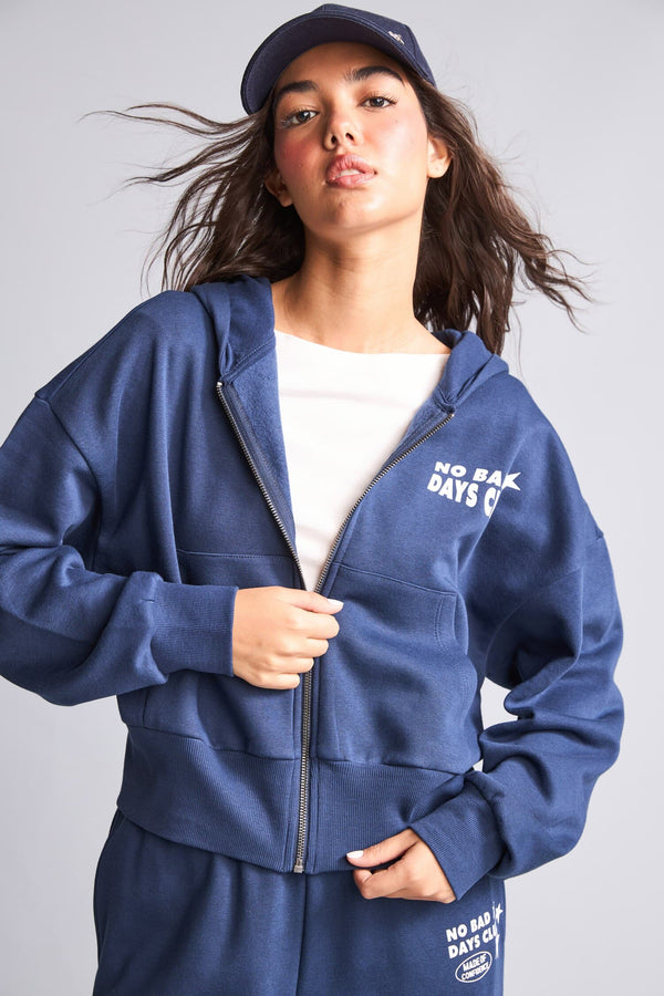Fitted Hooded Printed Thick Fabric Cardigan