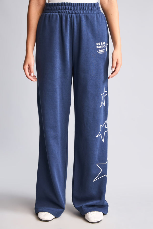 Wide Leg Star Printed Thick Fabric Sweatpants