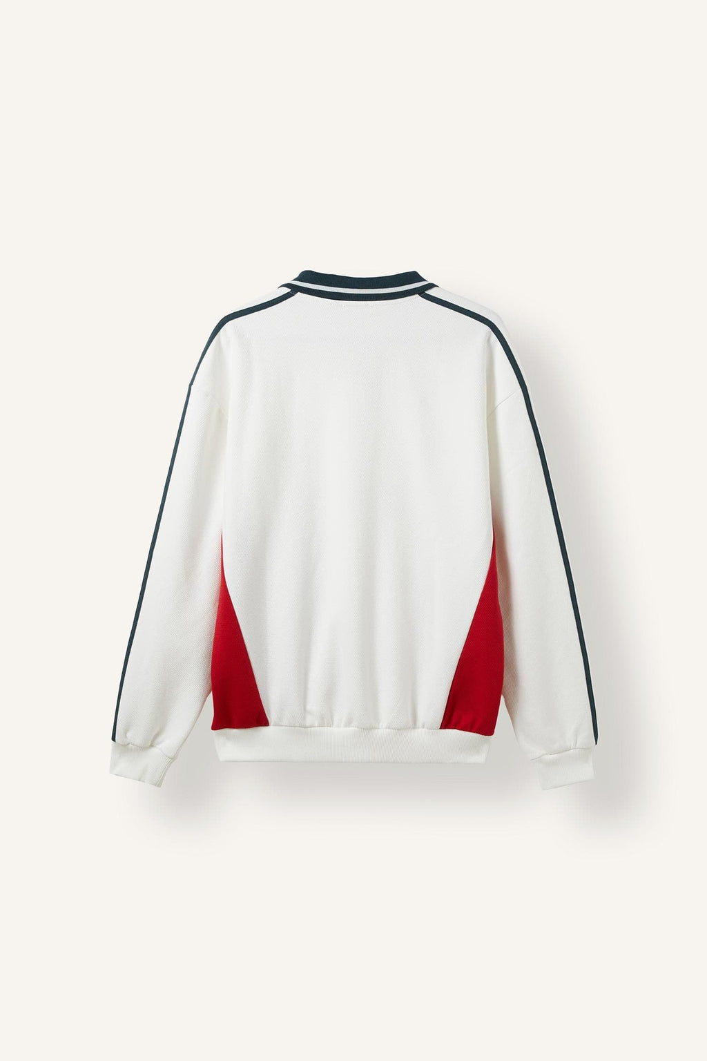 Boxy Fit Polo Collar Long Sleeve Printed Sweatshirt