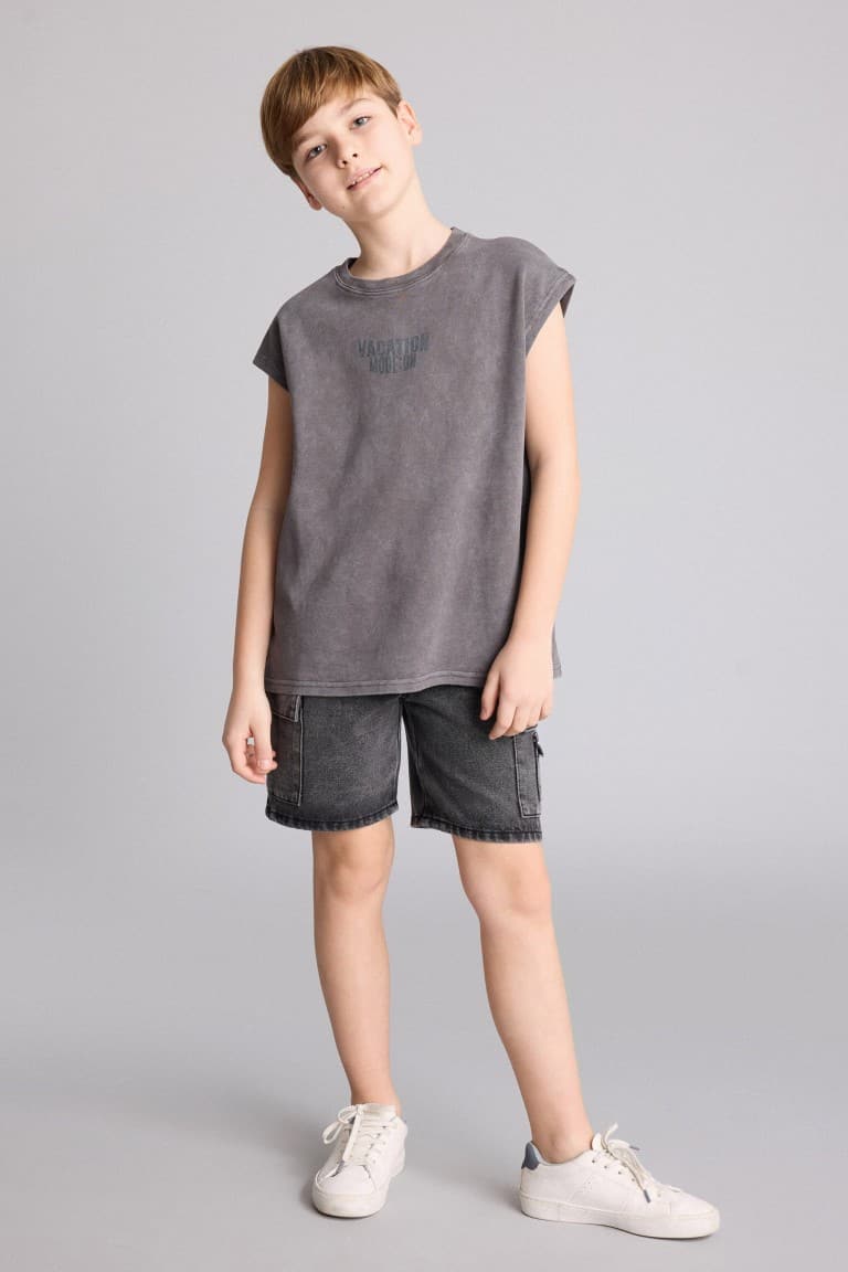 100% Cotton Crew Neck Sleeveless Printed T-Shirt Boy Secondary image