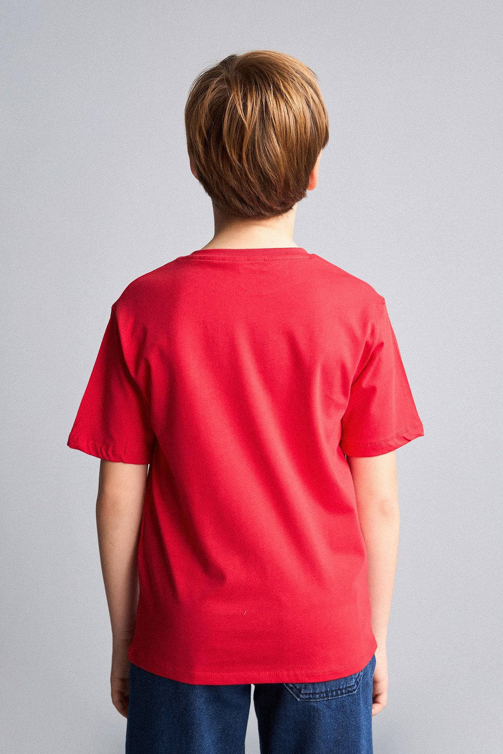 100% Cotton New Regular Fit Crew Neck Printed Short Sleeve Red T-Shirt Boys
