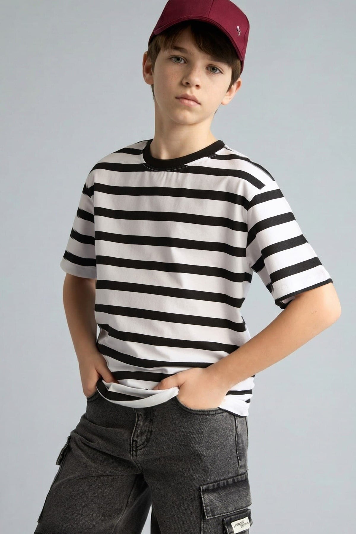 New Regular Crew Neck Striped Short Sleeve T-Shirt Boy Main image