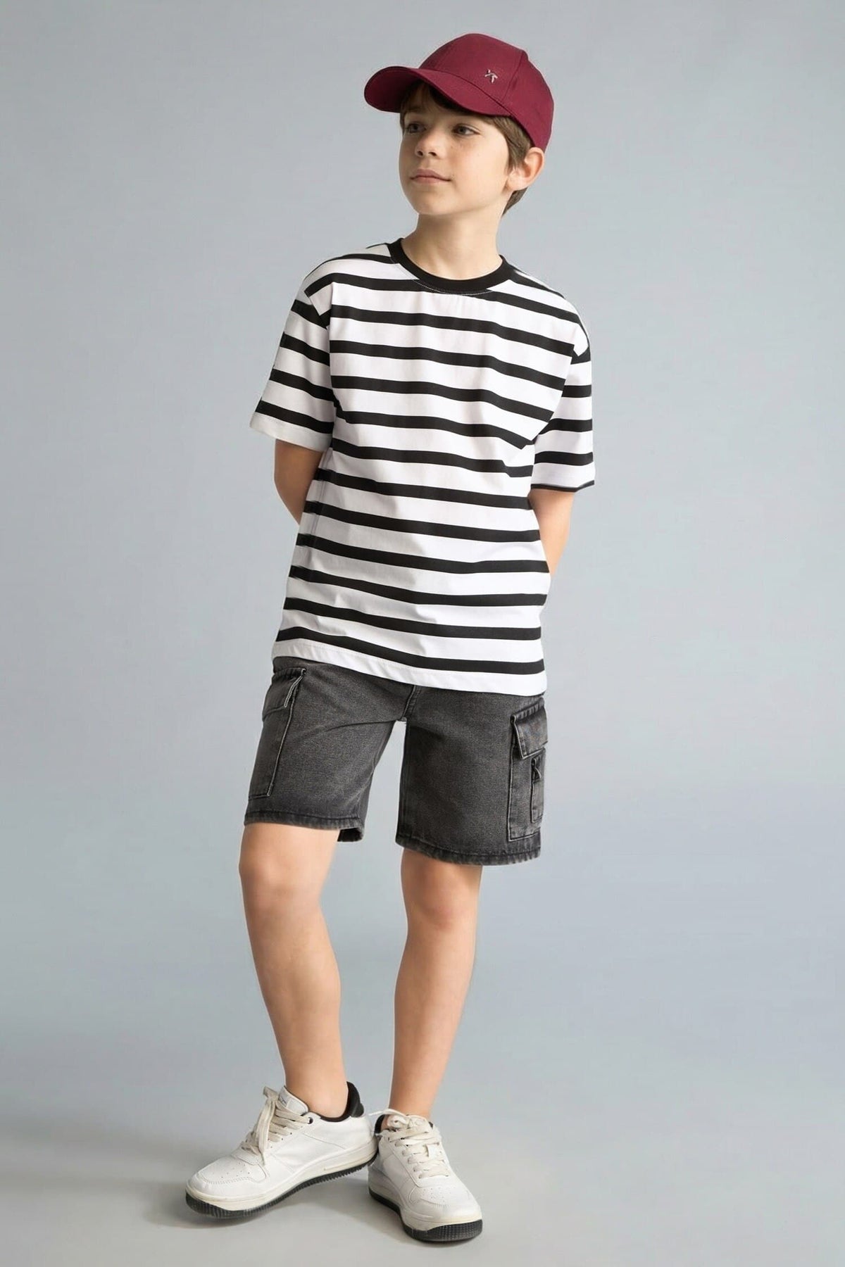 New Regular Crew Neck Striped Short Sleeve T-Shirt Boy