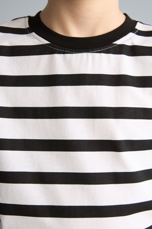 New Regular Crew Neck Striped Short Sleeve T-Shirt Boy