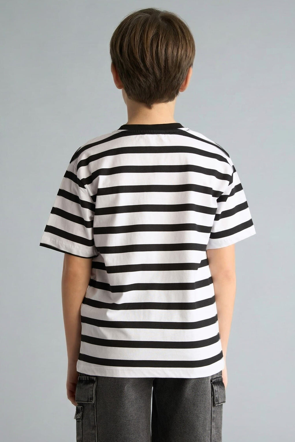 New Regular Crew Neck Striped Short Sleeve T-Shirt Boy
