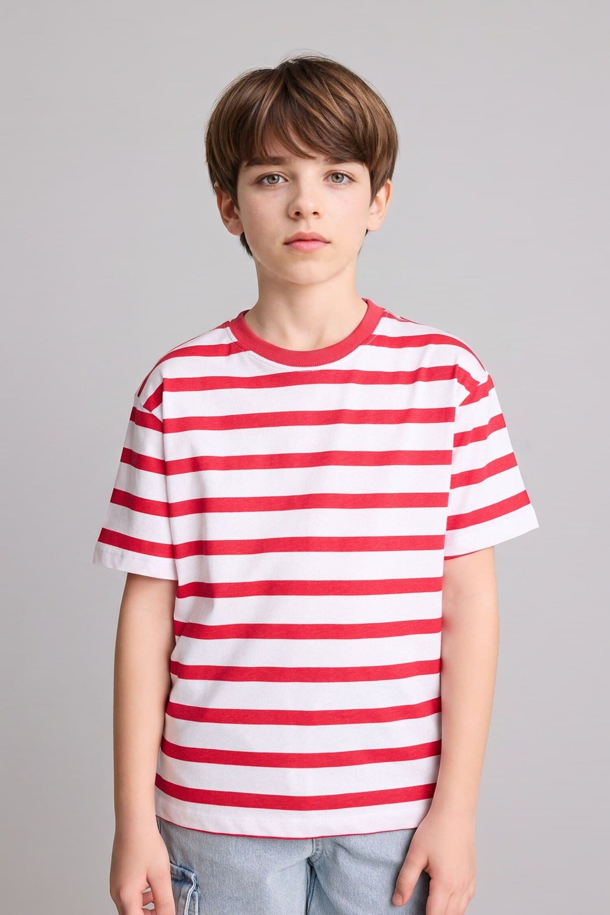 New Regular Crew Neck Striped Short Sleeve T-Shirt Boy Main image
