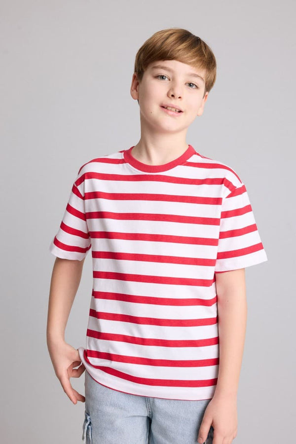 New Regular Crew Neck Striped Short Sleeve T-Shirt Boy