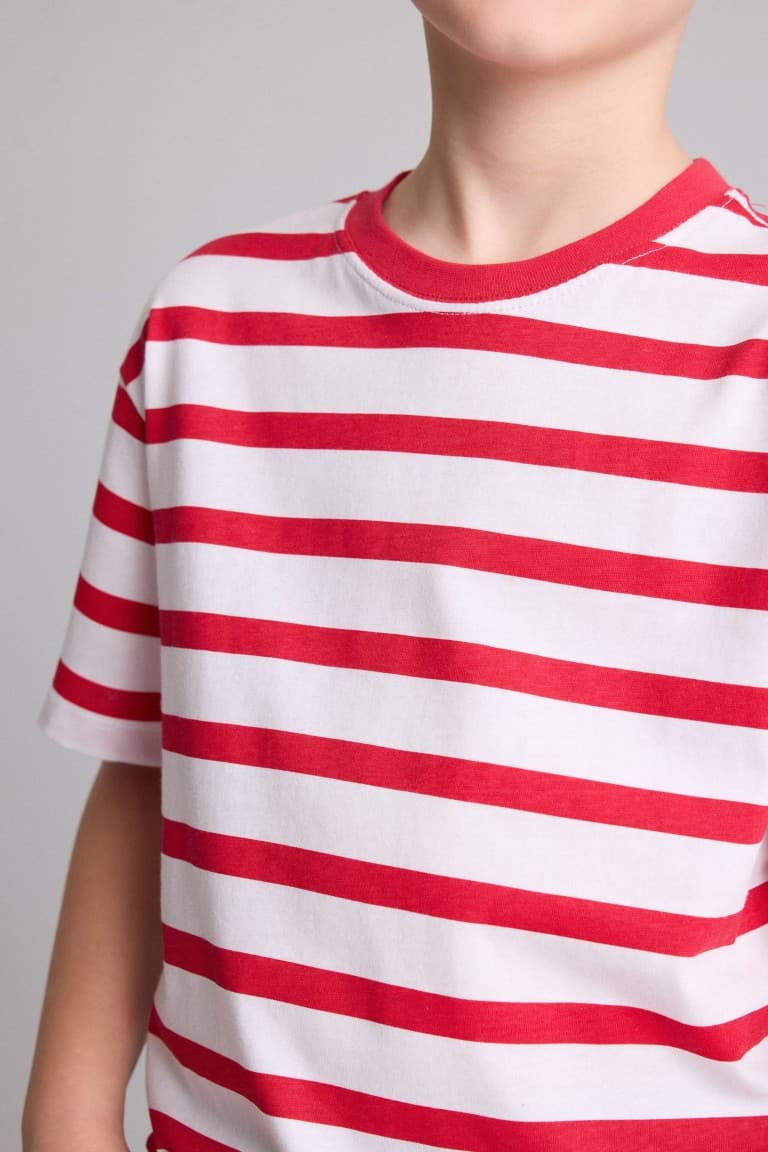 New Regular Crew Neck Striped Short Sleeve T-Shirt Boy