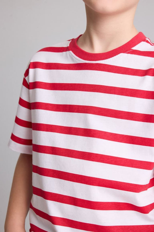 New Regular Crew Neck Striped Short Sleeve T-Shirt Boy