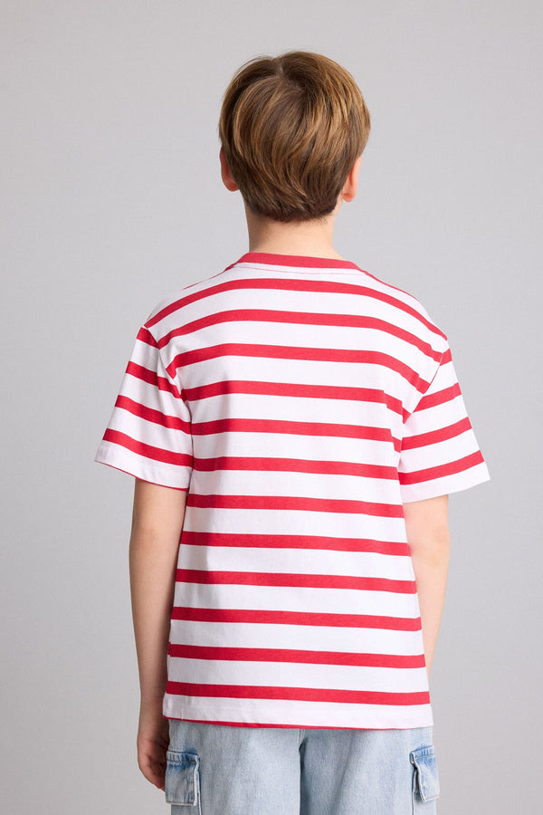 New Regular Crew Neck Striped Short Sleeve T-Shirt Boy