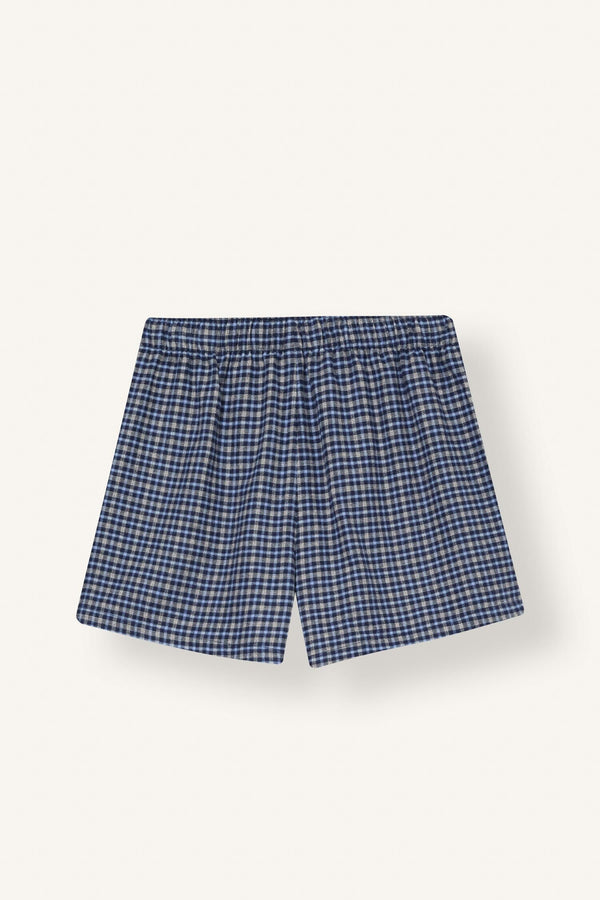 100% Cotton Regular Fit Long Sleeve Check Shorts Set 2 Pieces Flannel