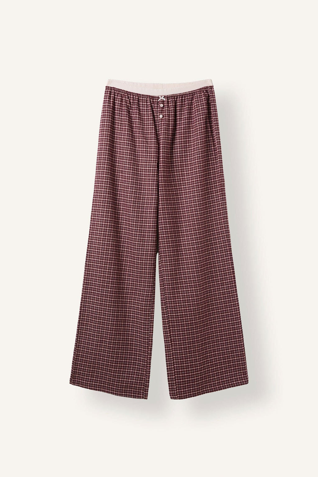 Regular Fit Crew Neck Long Sleeve Top Plaid Patterned Wide Leg Bottom Flannel Pajama Set