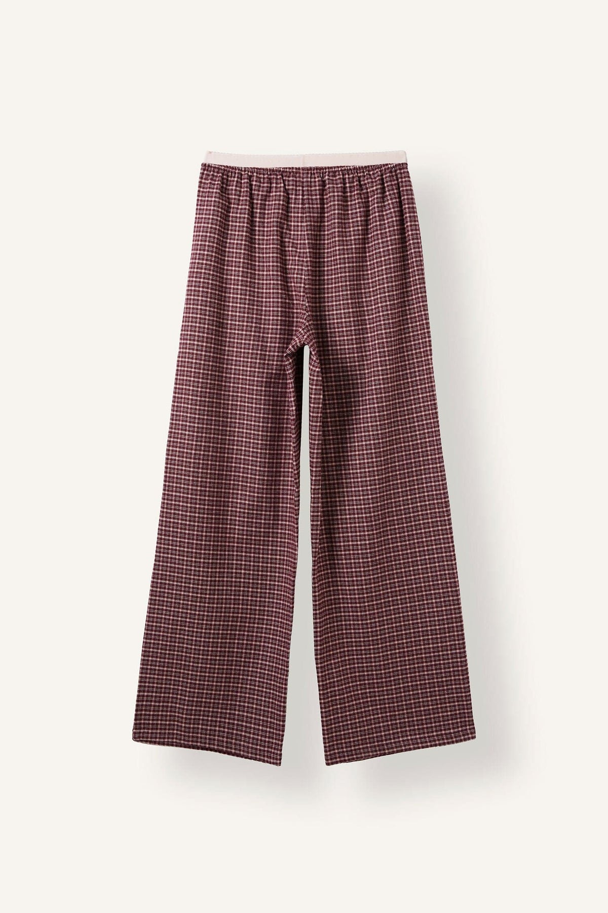 Regular Fit Crew Neck Long Sleeve Top Plaid Patterned Wide Leg Bottom Flannel Pajama Set