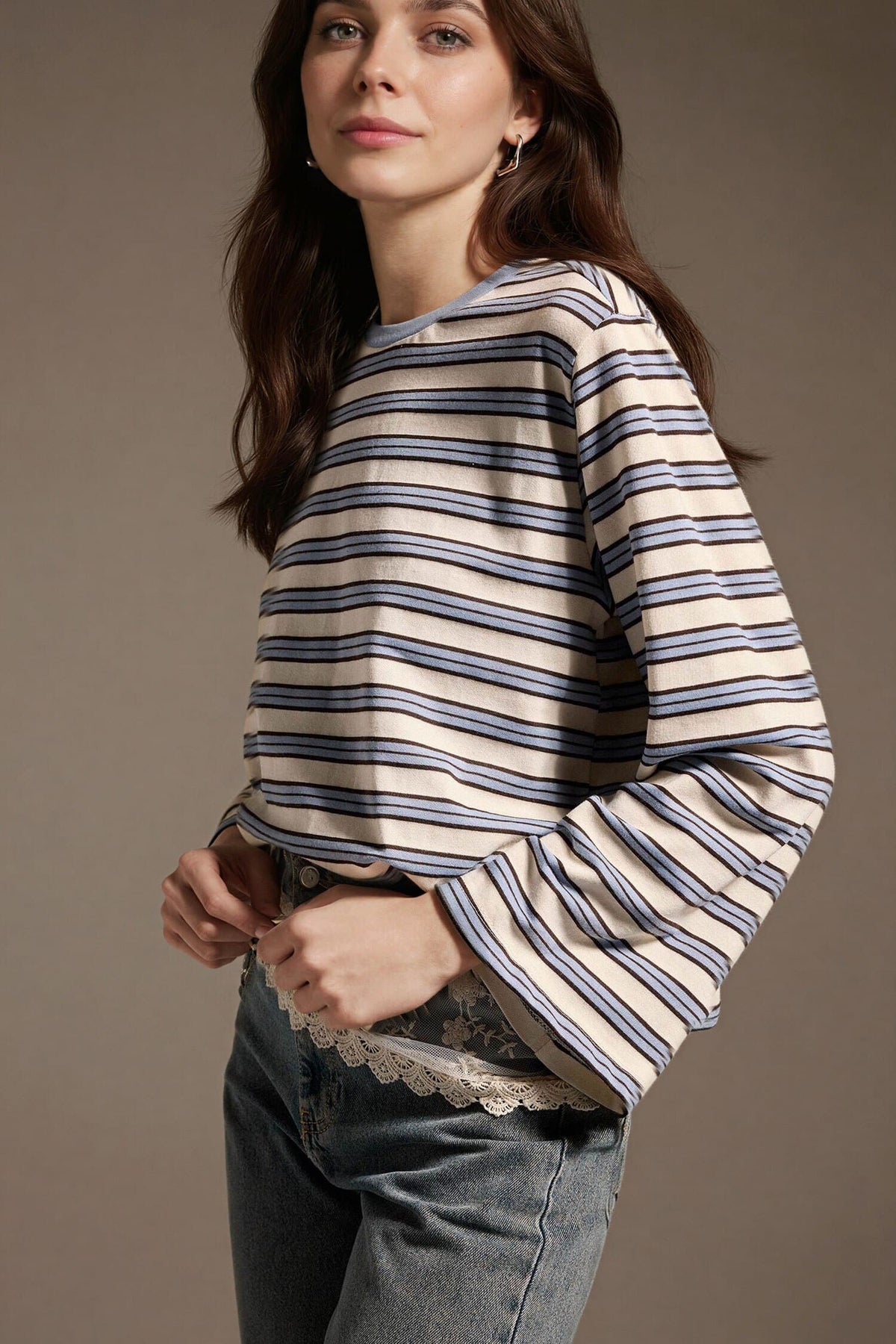 Loose Fit-Striped Tunic