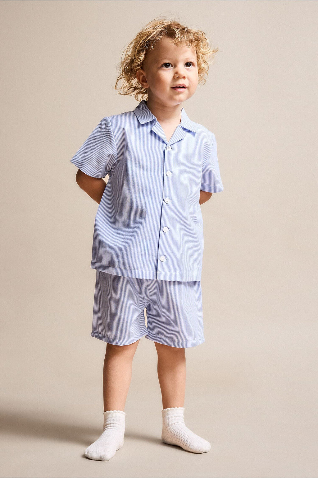 100% Cotton Printed Short Sleeve Top Shorts Bottom 2 Pcs Pajama Set Boys