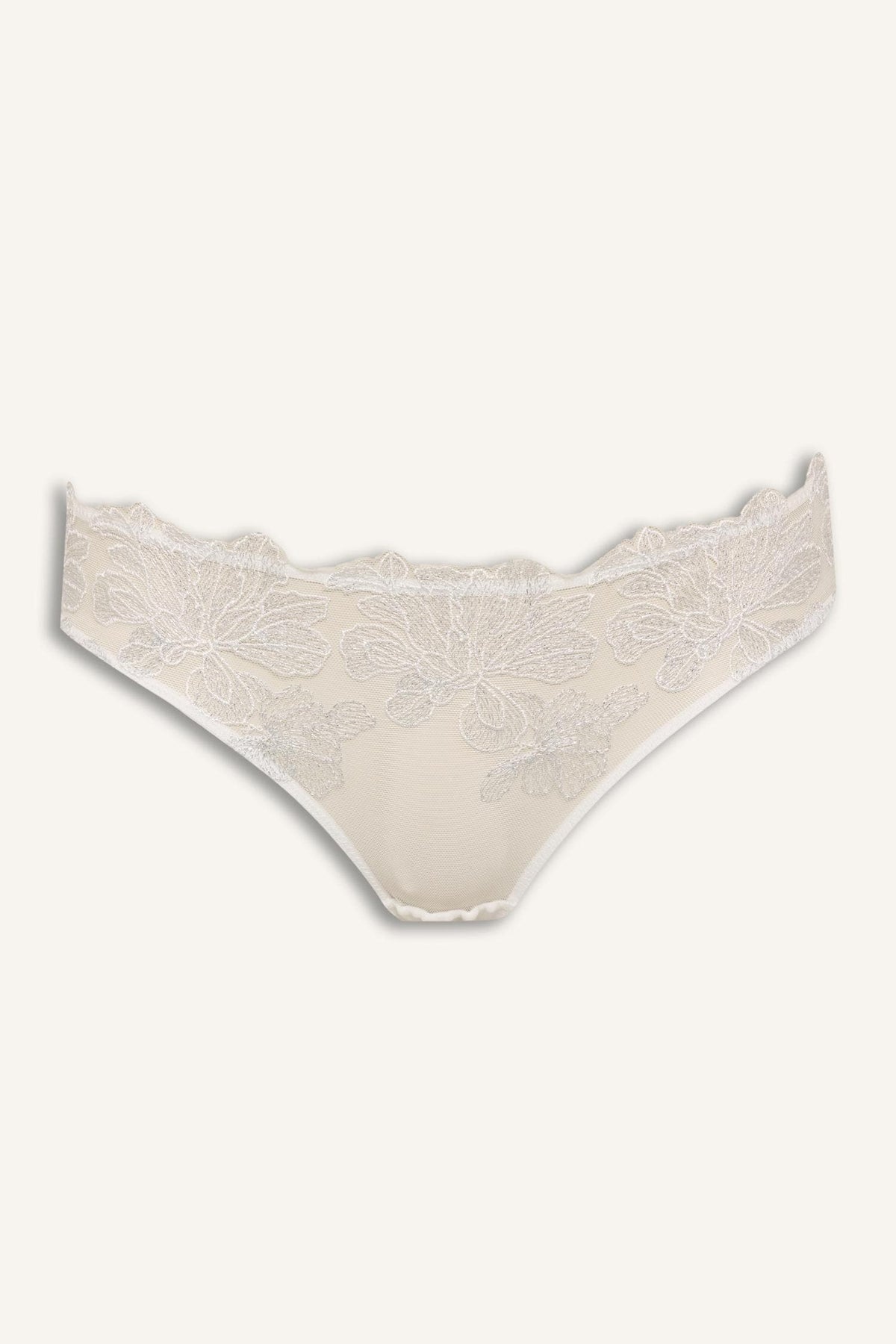 Lace Detailed Embroidery Slip Ecru Panties