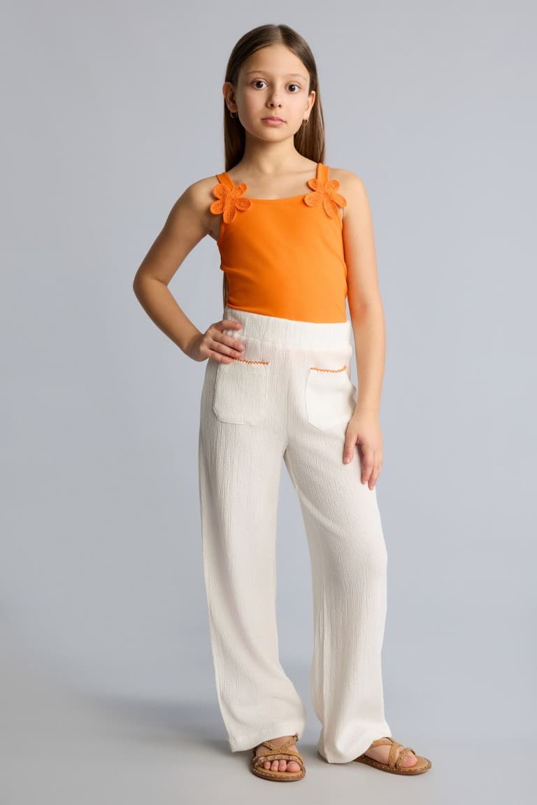 Wide Leg Curved Pants Girl Main image