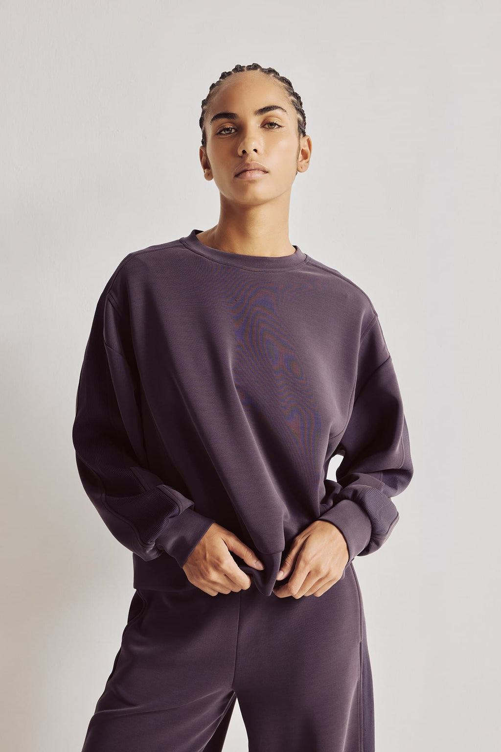 Ultra Soft Oversize Crew Neck Stitching Detailed Modal Sports Basic Sweatshirt