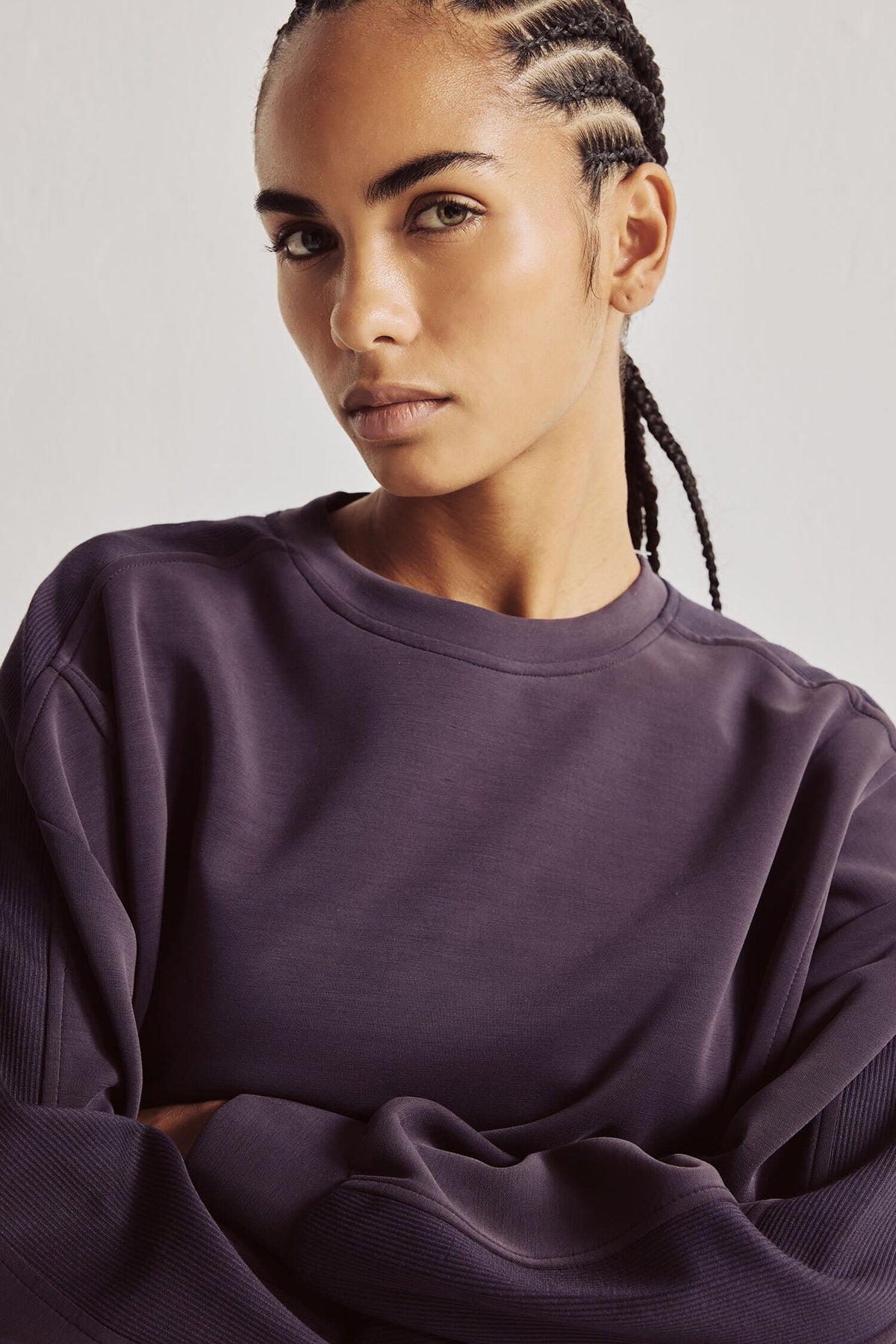 Ultra Soft Oversize Crew Neck Stitching Detailed Modal Sports Basic Sweatshirt