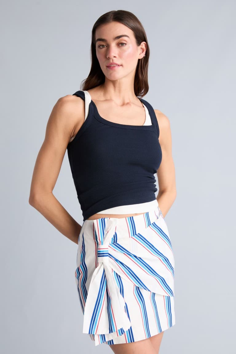 A Line Regular Waist Poplin Mini Skirt