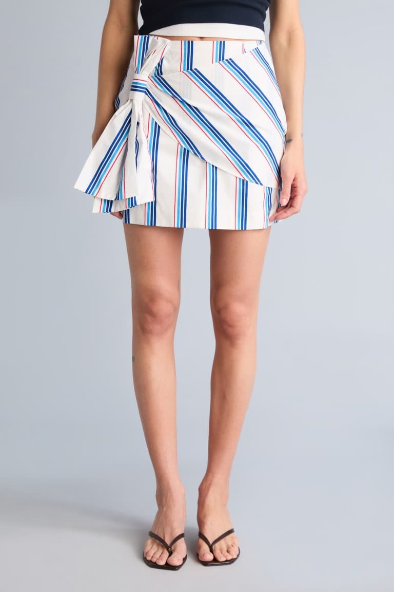 A Line Regular Waist Poplin Mini Skirt
