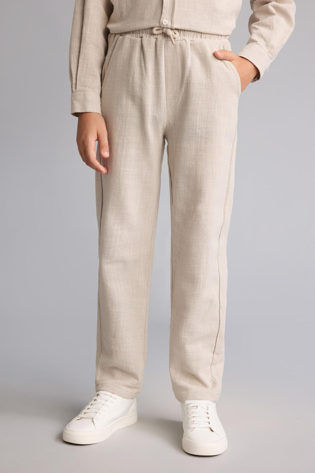 Regular 100% Cotton Fit Straight Leg Beige Pants Boy