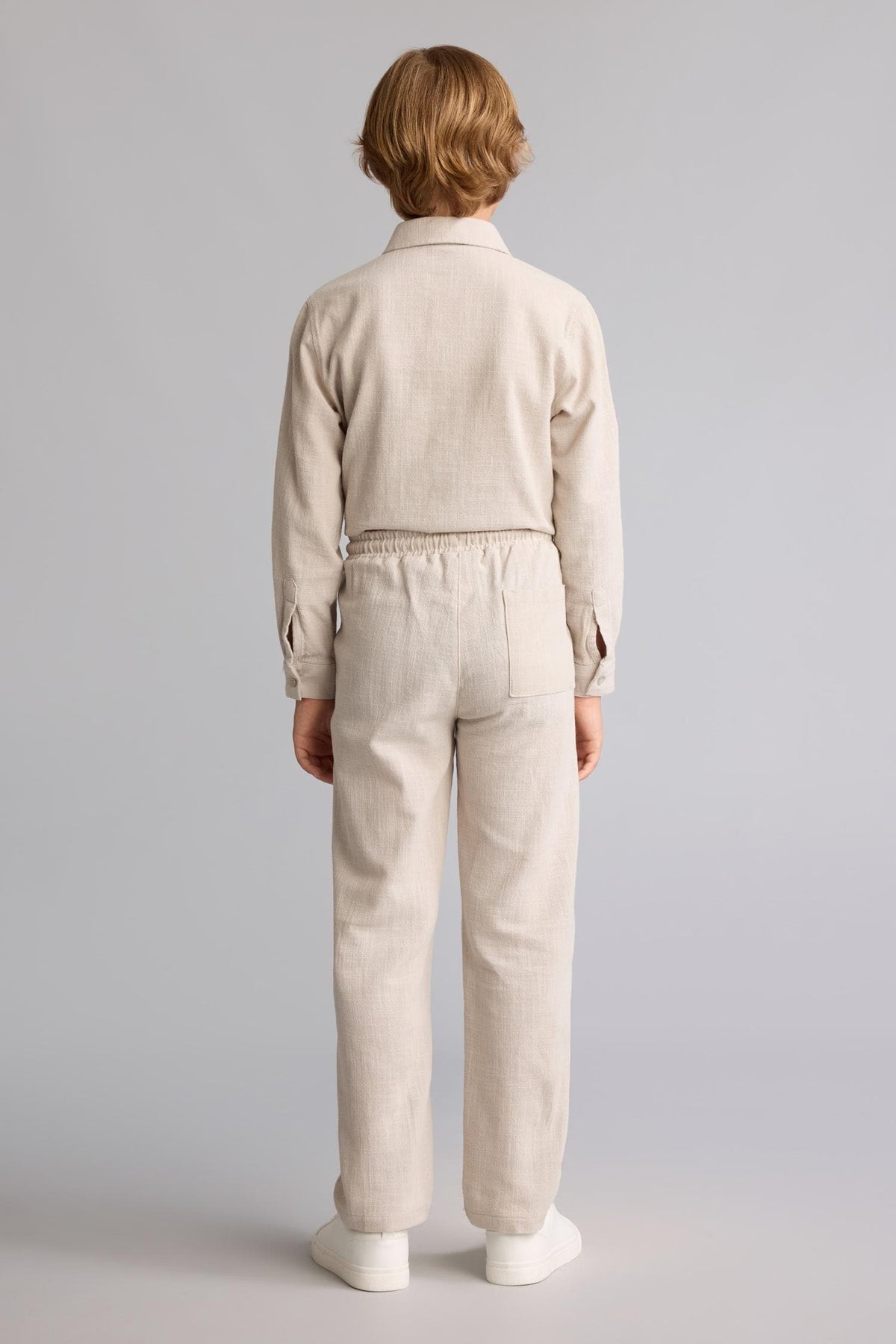 Regular 100% Cotton Fit Straight Leg Beige Pants Boy