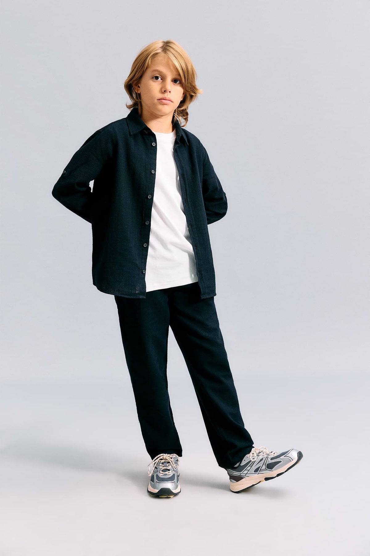 Regular 100% Cotton Fit Straight Leg Beige Pants Boy Main image