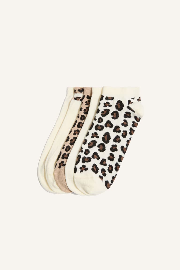 Women Animal Printed 5-Pack Cotton Booties Socks