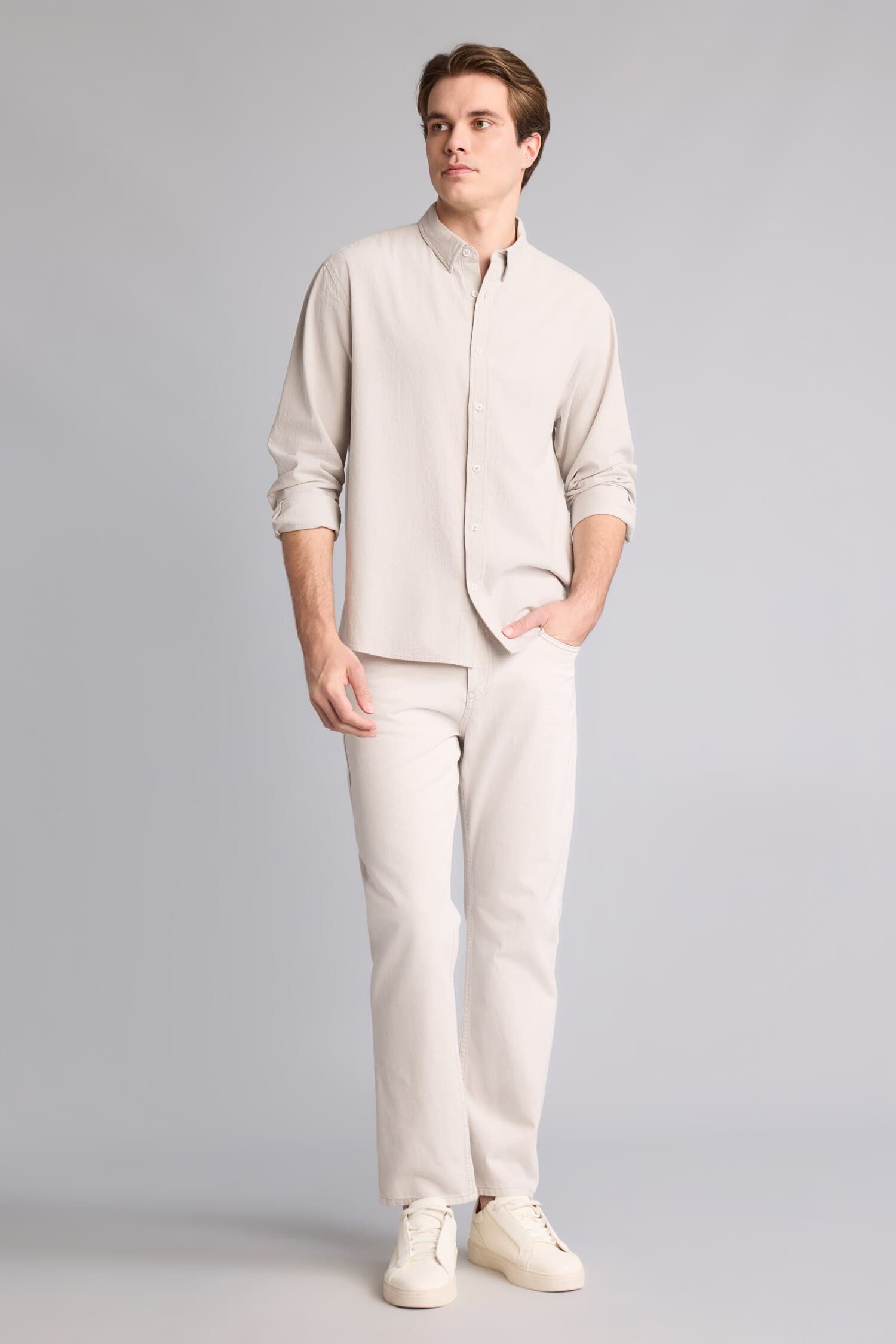 Relax Fit Button-Down Collar Cotton Long Sleeve Shirt Secondary image