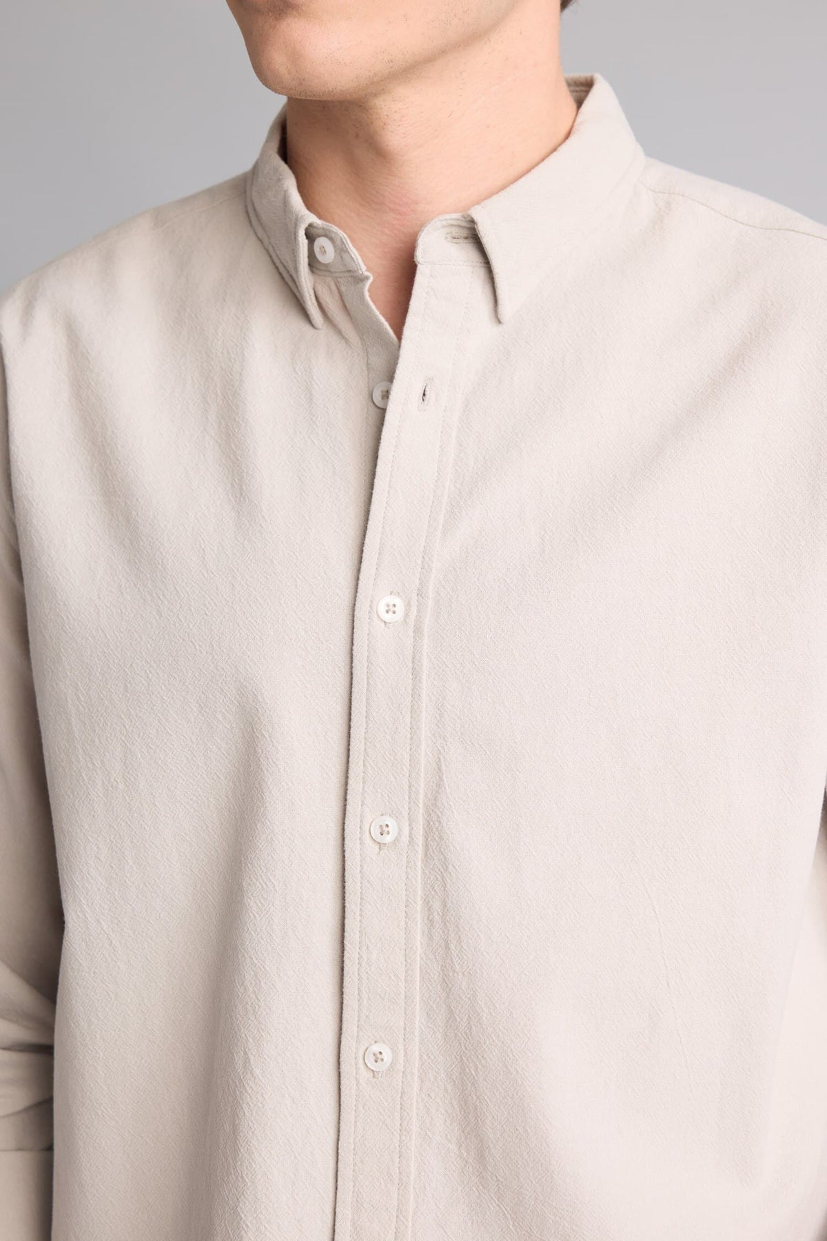 Relax Fit Button-Down Collar Cotton Long Sleeve Shirt