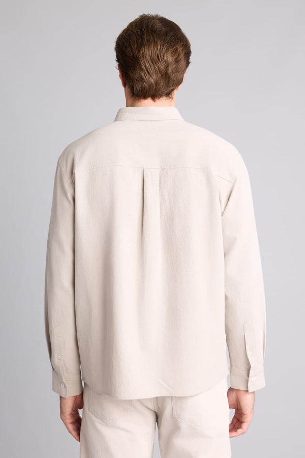 Relax Fit Button-Down Collar Cotton Long Sleeve Shirt