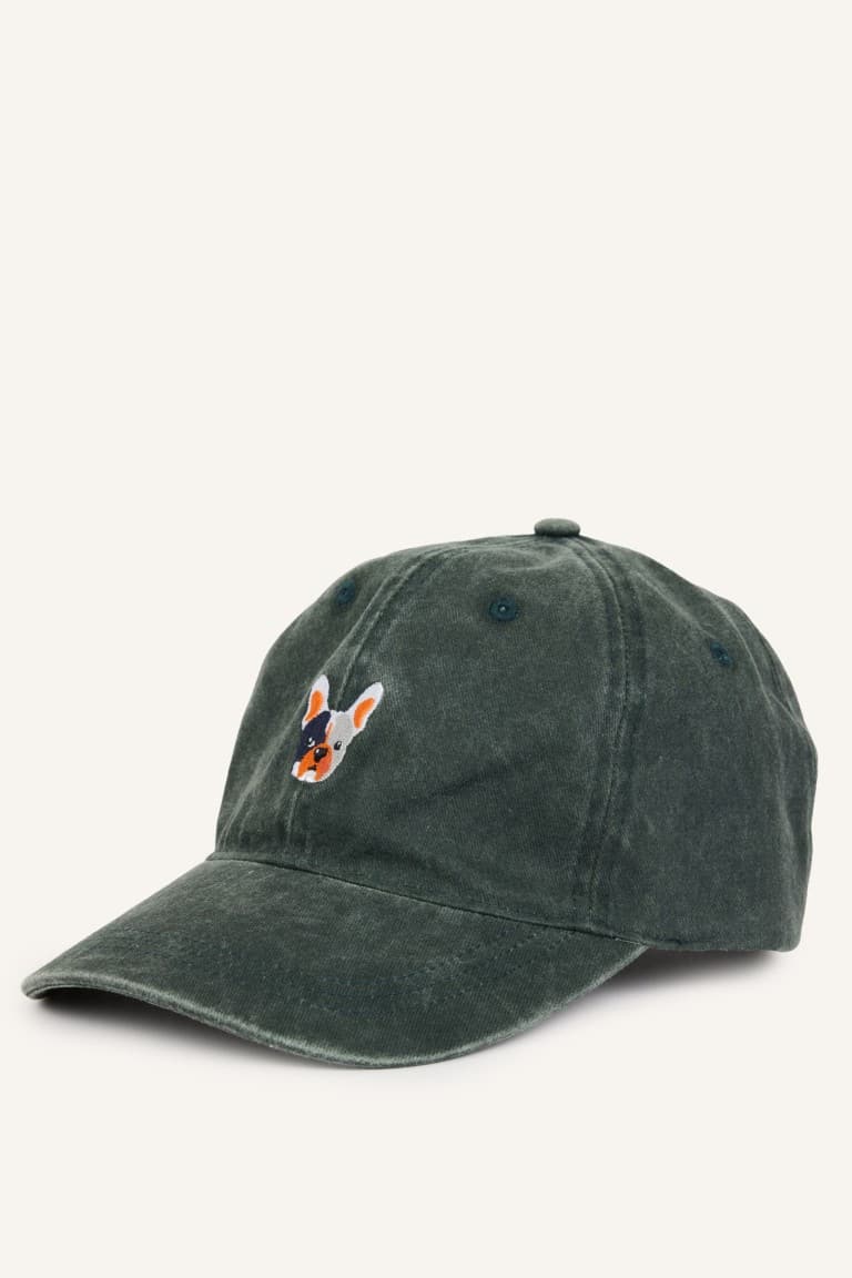 Mens Embroidered Cotton Cap Khaki Hat
