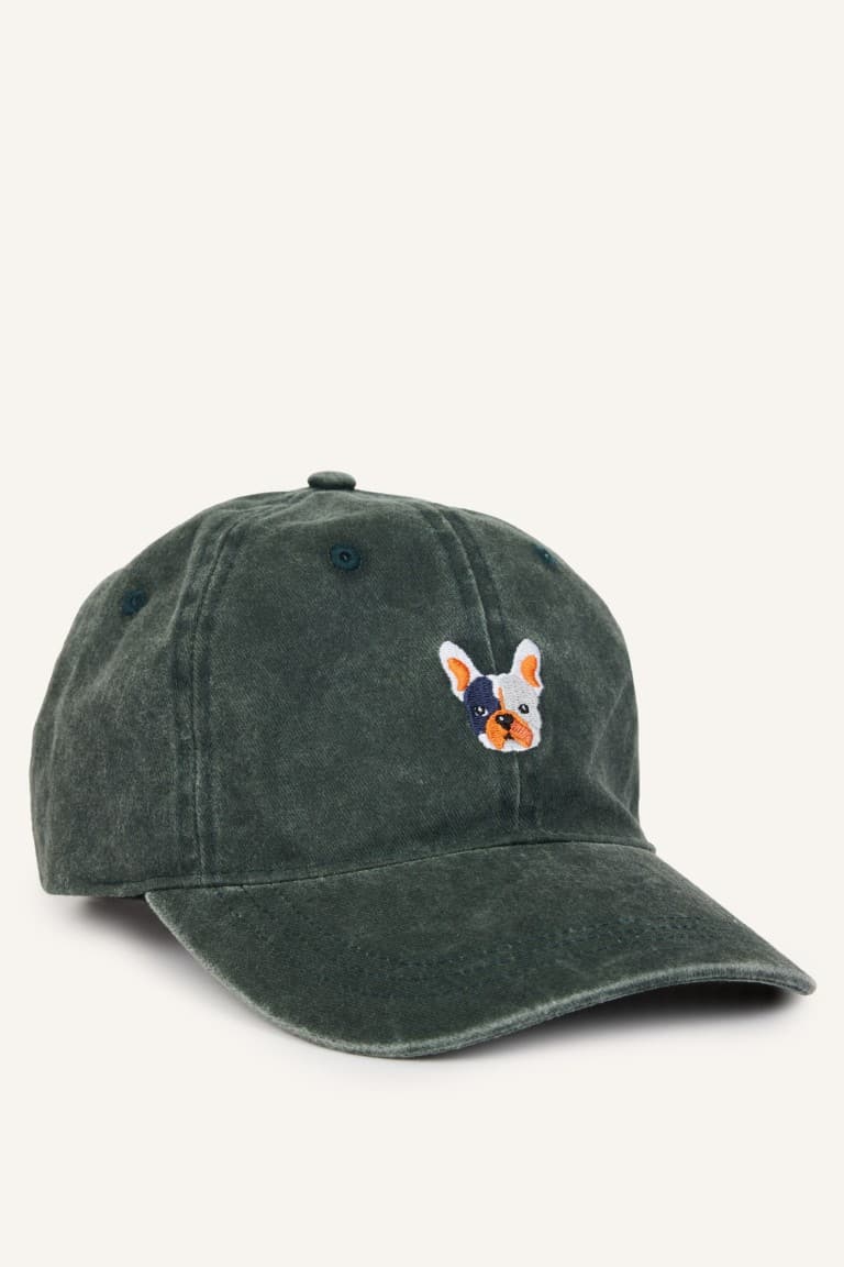 Mens Embroidered Cotton Cap Khaki Hat