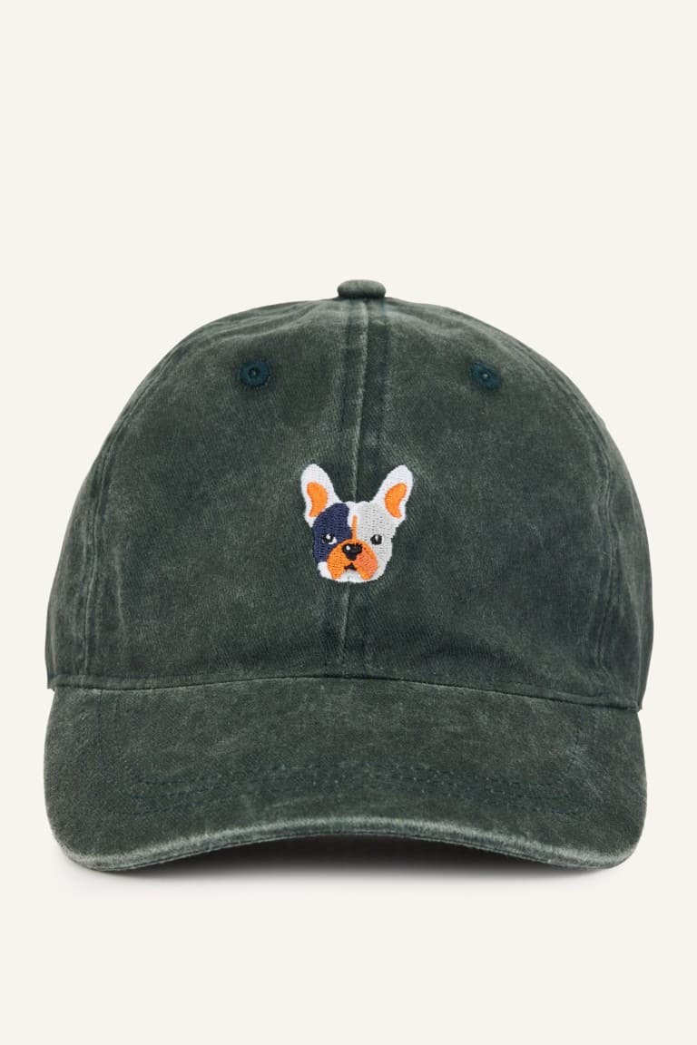 Mens Embroidered Cotton Cap Khaki Hat