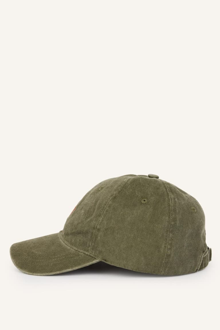 Mens Embroidered Cotton Cap Khaki Hat