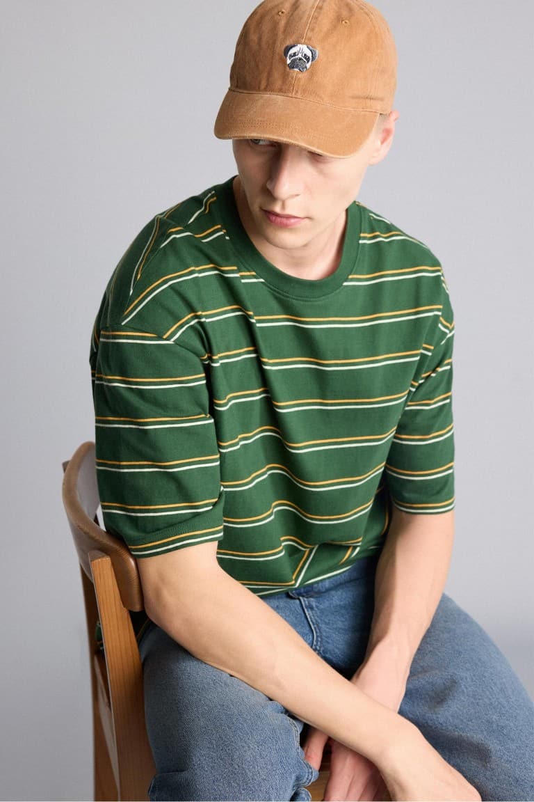 Mens Embroidered Cotton Cap Khaki Hat Main image