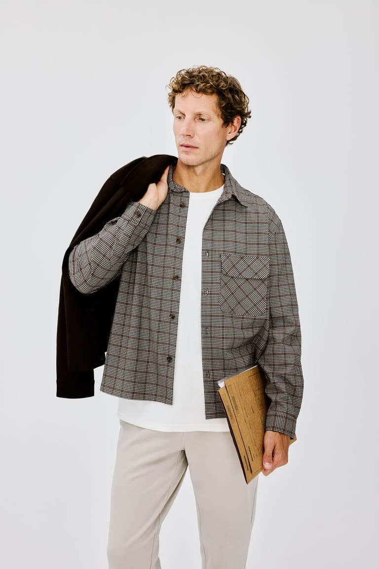 Boxy Fit Check Single Pocket Long Sleeve Shirt Main image